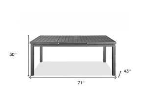 Homeroots 71" Gray Aluminum Extendable Outdoor Dining Table  Aluminum 372202