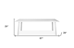Homeroots 87" White Aluminum Outdoor Dining Table  Aluminum 372204