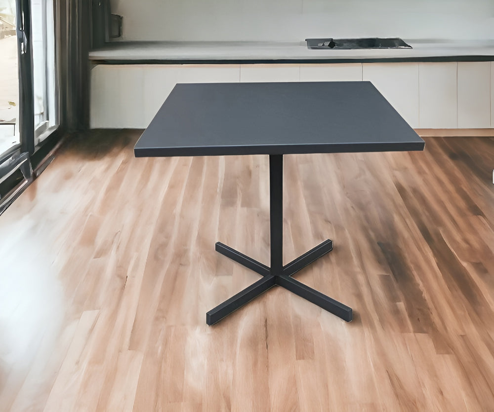 Homeroots 32" Gray Square Aluminum Pedestal Base Dining Table   372206