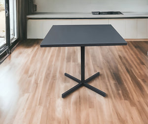 Homeroots 32" Gray Square Aluminum Pedestal Base Dining Table   372206