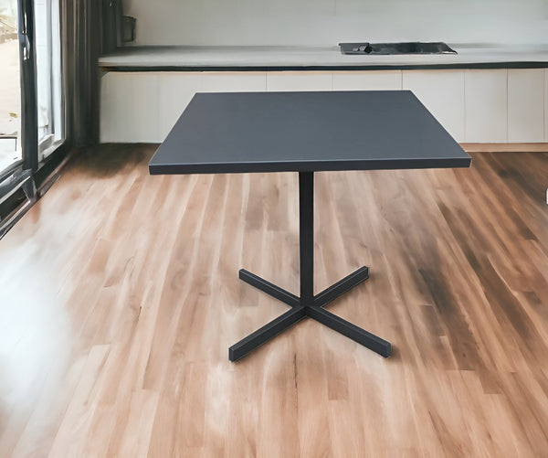 Homeroots 32" Gray Square Aluminum Pedestal Base Dining Table   372206