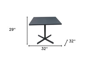 Homeroots 32" Gray Square Aluminum Pedestal Base Dining Table   372206