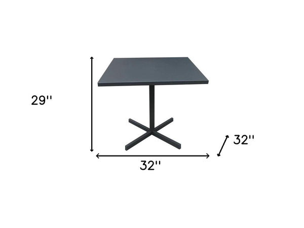 Homeroots 32" Gray Square Aluminum Pedestal Base Dining Table   372206