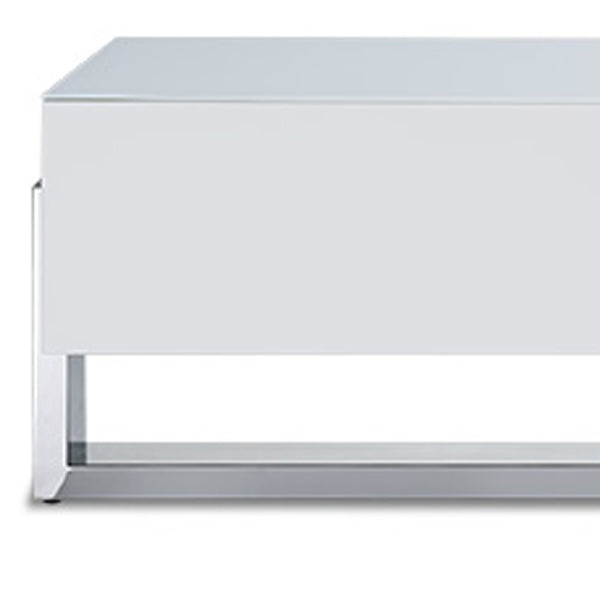 Homeroots 91 X 18 X 19 White Stainless Steel Tv Unit  Stainless Steel 372207