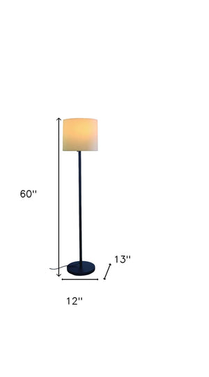 HomeRoots 60" Elegant Black and White Floor Lamp with Soft Drum Shade - Perfect for Living Room & Reading Nook 372228