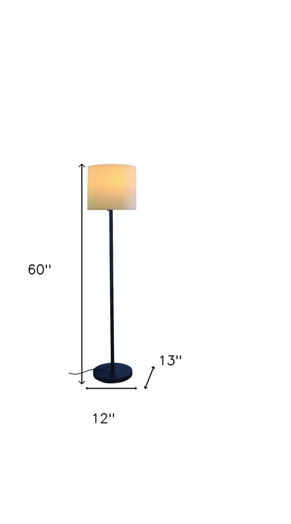 HomeRoots 60" Elegant Black and White Floor Lamp with Soft Drum Shade - Perfect for Living Room & Reading Nook 372228