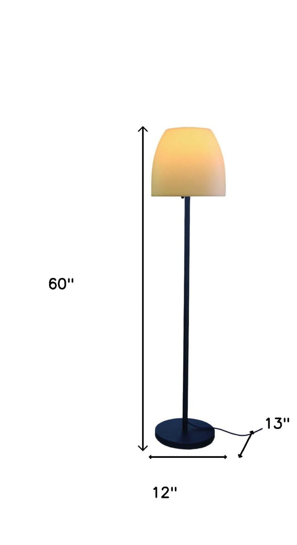 HomeRoots 60" Elegant Black and White Floor Lamp with Dimmable White Bowl Shade for Modern Living Spaces 372229