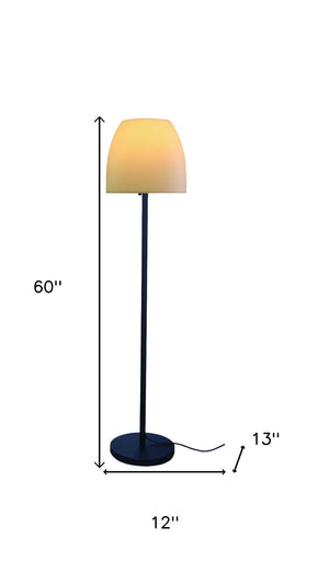 HomeRoots 60" Elegant Black and White Floor Lamp with Dimmable White Bowl Shade for Modern Living Spaces 372229