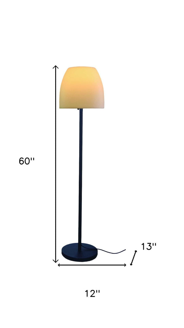 HomeRoots 60" Elegant Black and White Floor Lamp with Dimmable White Bowl Shade for Modern Living Spaces 372229