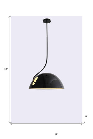 Homeroots 19 X 19 X 40.5 Black Aluminum Pendant Lamp   372242