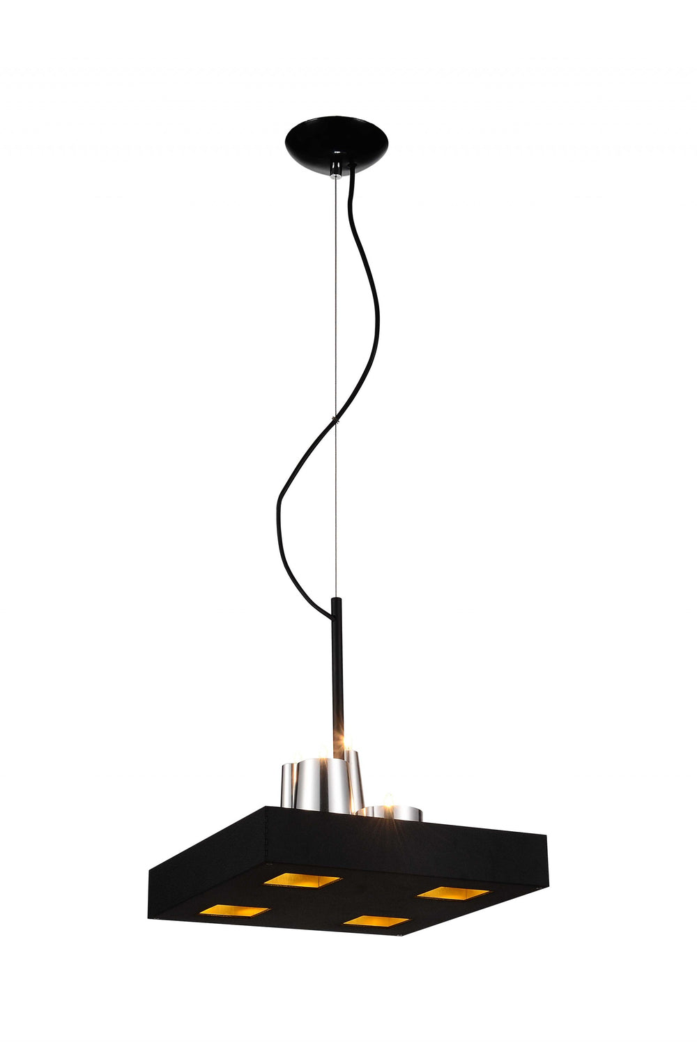 Homeroots 14 X 14 X 59 Black Stainless Steel Pendant Lamp   372244
