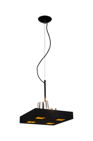 Homeroots 14 X 14 X 59 Black Stainless Steel Pendant Lamp   372244