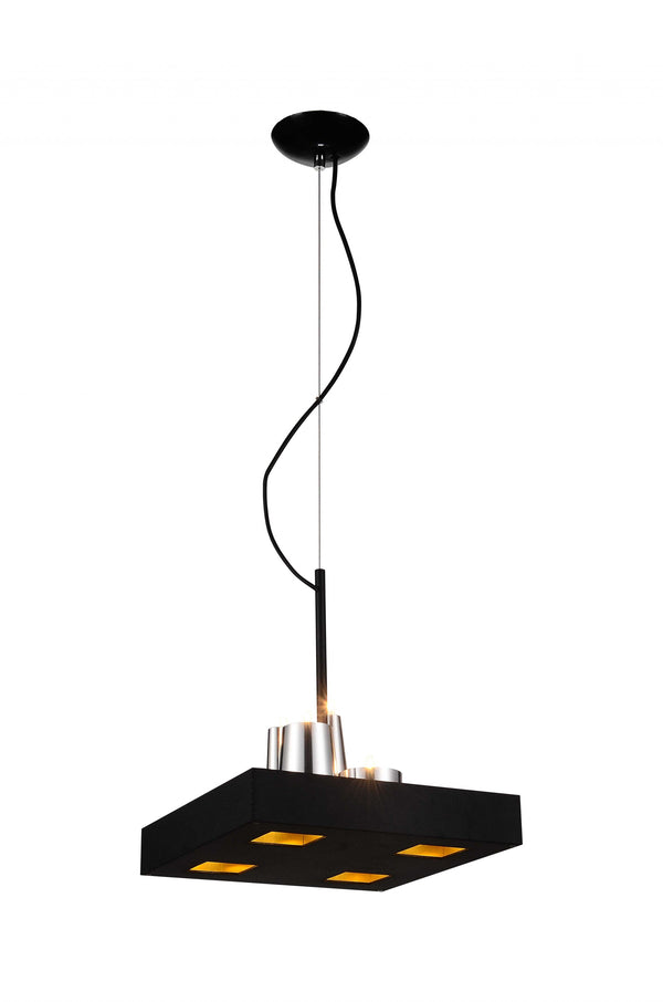 Homeroots 14 X 14 X 59 Black Stainless Steel Pendant Lamp   372244