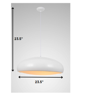 Homeroots 23.5 X 23.5 X White Aluminum Pendant Lamp   372246