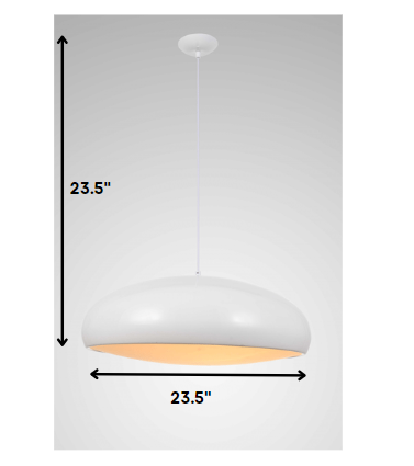Homeroots 23.5 X 23.5 X White Aluminum Pendant Lamp   372246