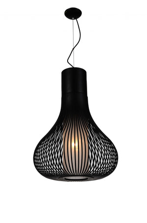 Homeroots 20 X 20 X 26 Black Carbon Steel Pendant Lamp   372247