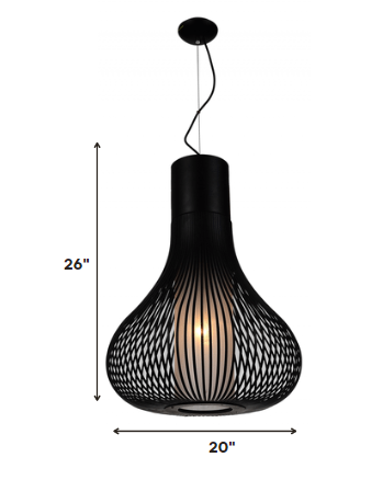Homeroots 20 X 20 X 26 Black Carbon Steel Pendant Lamp   372247