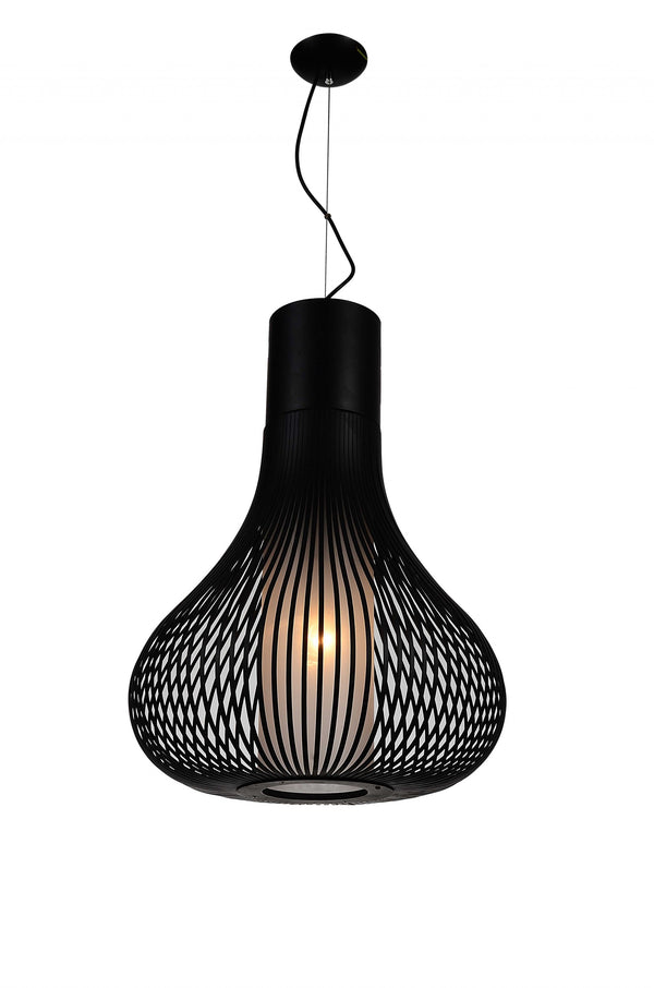 Homeroots 20 X 20 X 26 Black Carbon Steel Pendant Lamp   372247