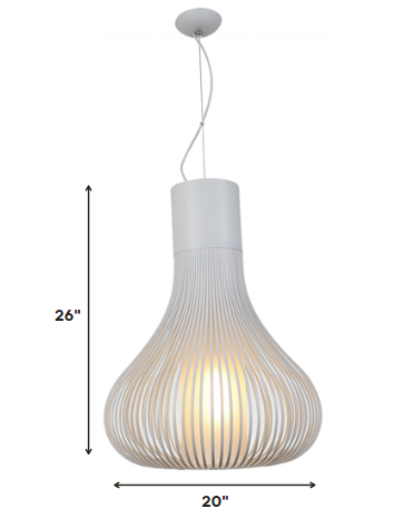 Homeroots 20 X 20 X 26 White Carbon Steel Pendant Lamp   372248