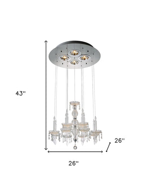 Homeroots Clear Candle Style Four Light Metal And Glass Ceiling Light   372254