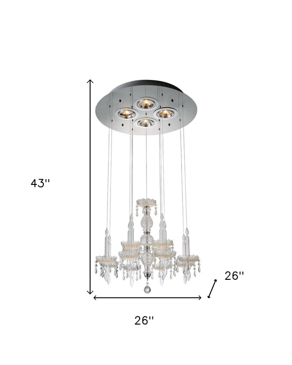 Homeroots Clear Candle Style Four Light Metal And Glass Ceiling Light   372254
