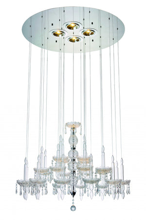 Homeroots 33 X 33 X 55 Clear Crystal Glass Pendant Lamp   372255