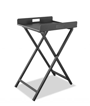 Homeroots Gray Aluminum Indoor Outdoor Tray Table   372274