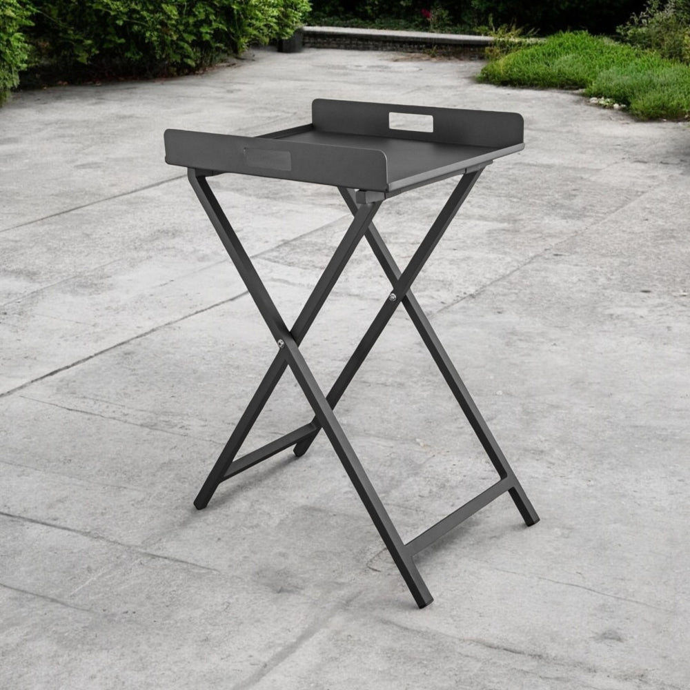 HomeRoots 19" Gray Aluminum Outdoor Side Table – Stylish & Weather-Resistant Accent for Patios, Decks, & More! 372274