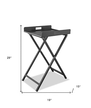 Homeroots Gray Aluminum Indoor Outdoor Tray Table   372274