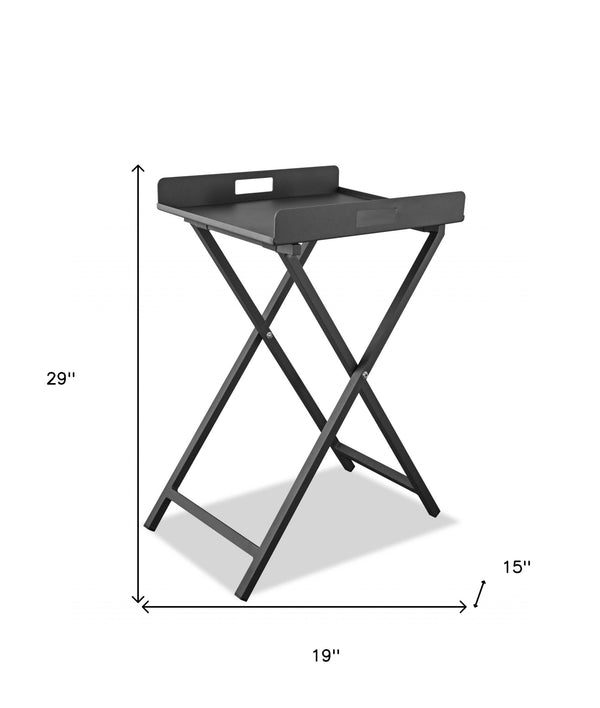Homeroots Gray Aluminum Indoor Outdoor Tray Table   372274