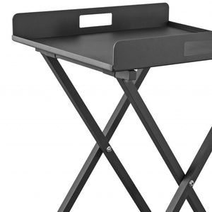 Homeroots Gray Aluminum Indoor Outdoor Tray Table   372274