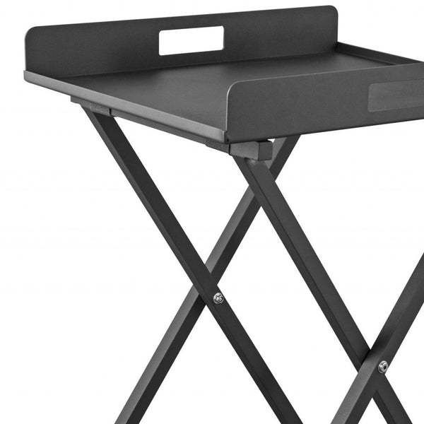 Homeroots Gray Aluminum Indoor Outdoor Tray Table   372274