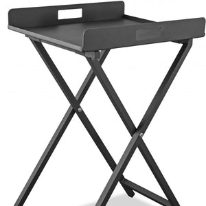 Homeroots Gray Aluminum Indoor Outdoor Tray Table   372274