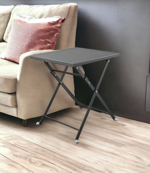 Homeroots 18" Gray Stainless Steel Square End Table   372275