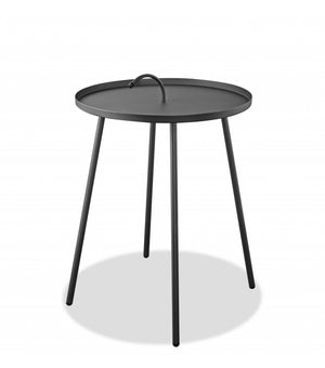 Homeroots 25" Gray Stainless Steel Round End Table   372276