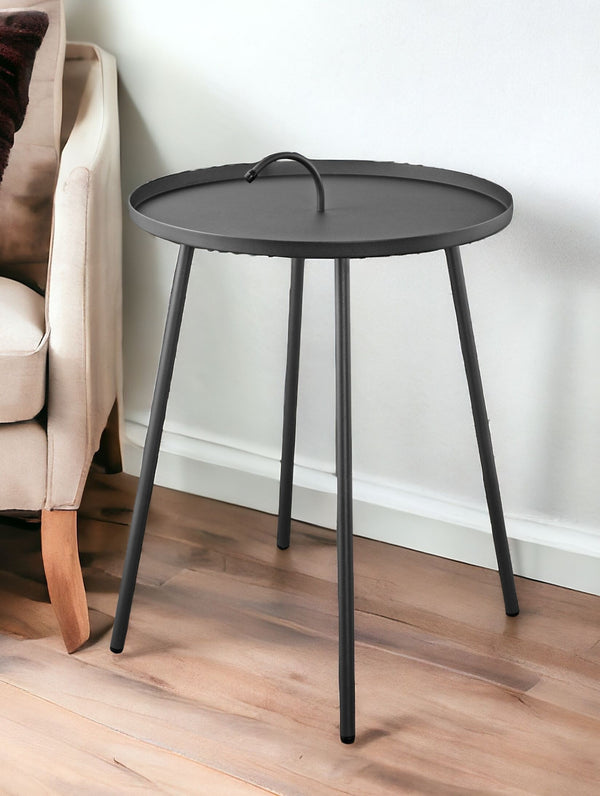 Homeroots 25" Gray Stainless Steel Round End Table   372276