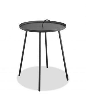 Homeroots 25" Gray Stainless Steel Round End Table   372276