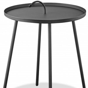 Homeroots 25" Gray Stainless Steel Round End Table   372276