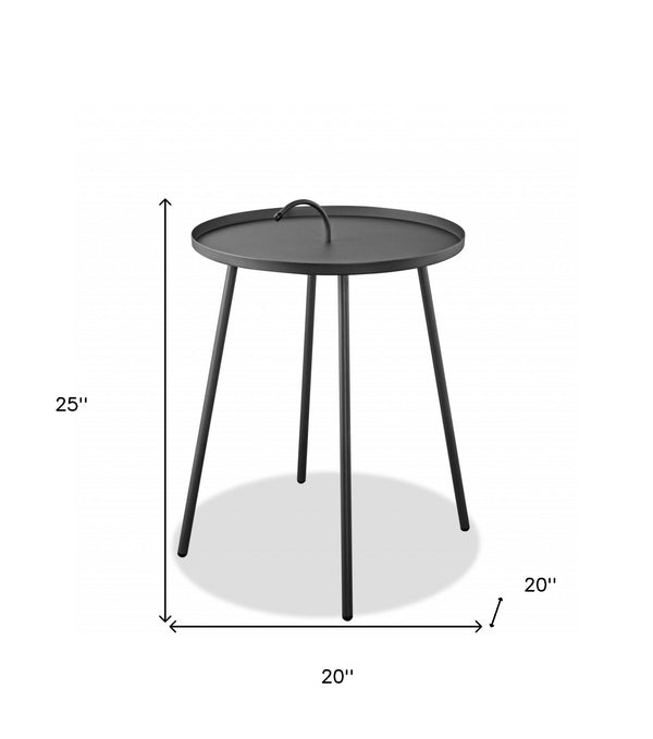 Homeroots 25" Gray Stainless Steel Round End Table   372276
