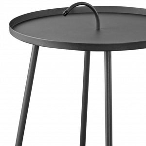 Homeroots 25" Gray Stainless Steel Round End Table   372276
