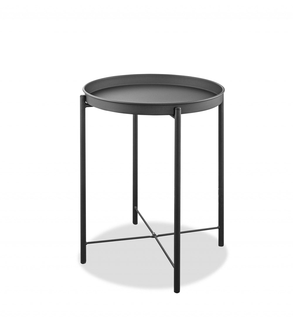 Homeroots 21" Gray Aluminum Round End Table   372277