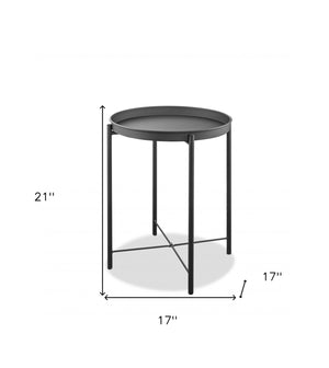 Homeroots 21" Gray Aluminum Round End Table   372277