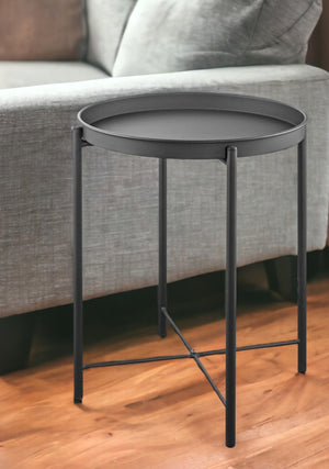 Homeroots 21" Gray Aluminum Round End Table   372277