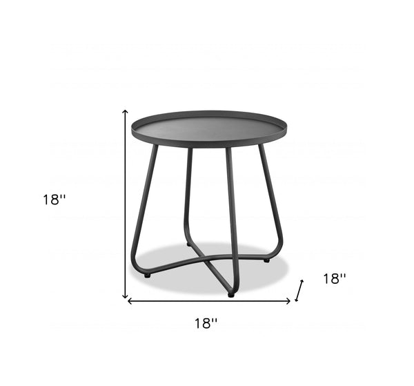 Homeroots 18" Gray Rounded Aluminum Outdoor Side Table  Aluminum 372278