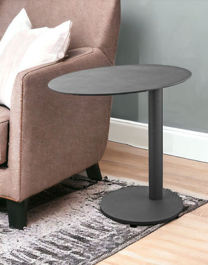 HomeRoots 20" Gray Oval Aluminum Outdoor Side Table - Stylish, Weather-Resistant Accent for Any Space! 372280