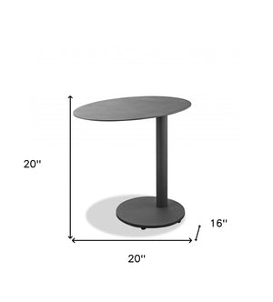 HomeRoots 20" Gray Oval Aluminum Outdoor Side Table - Stylish, Weather-Resistant Accent for Any Space! 372280