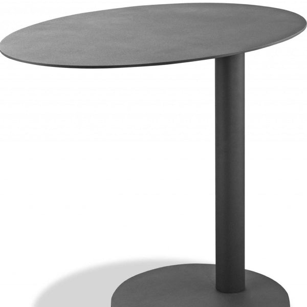 HomeRoots 20" Gray Oval Aluminum Outdoor Side Table - Stylish, Weather-Resistant Accent for Any Space! 372280