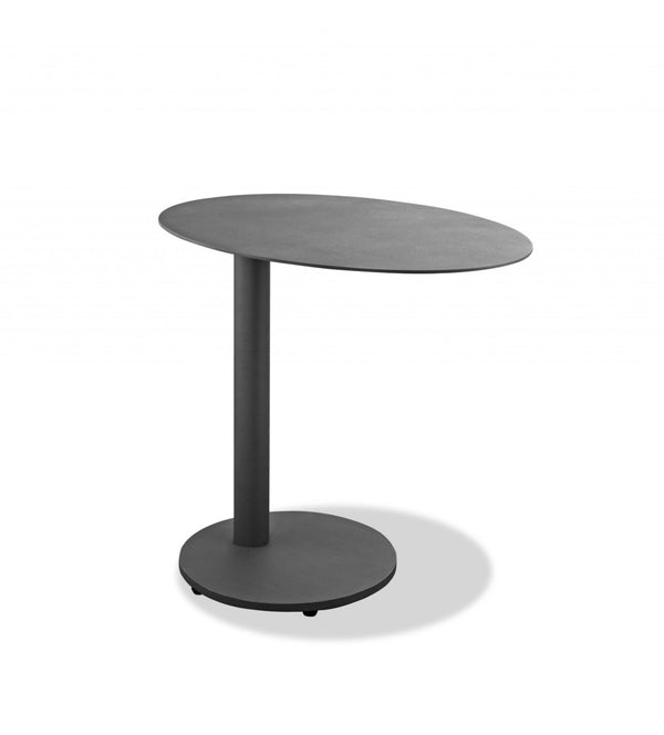 HomeRoots 20" Gray Oval Aluminum Outdoor Side Table - Stylish, Weather-Resistant Accent for Any Space! 372280