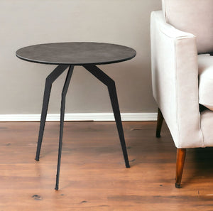 Homeroots 20" Black And Gray Ceramic Round End Table   372283