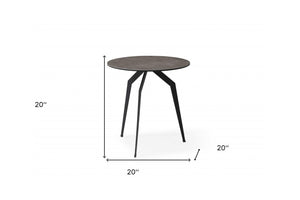 Homeroots 20" Black And Gray Ceramic Round End Table   372283